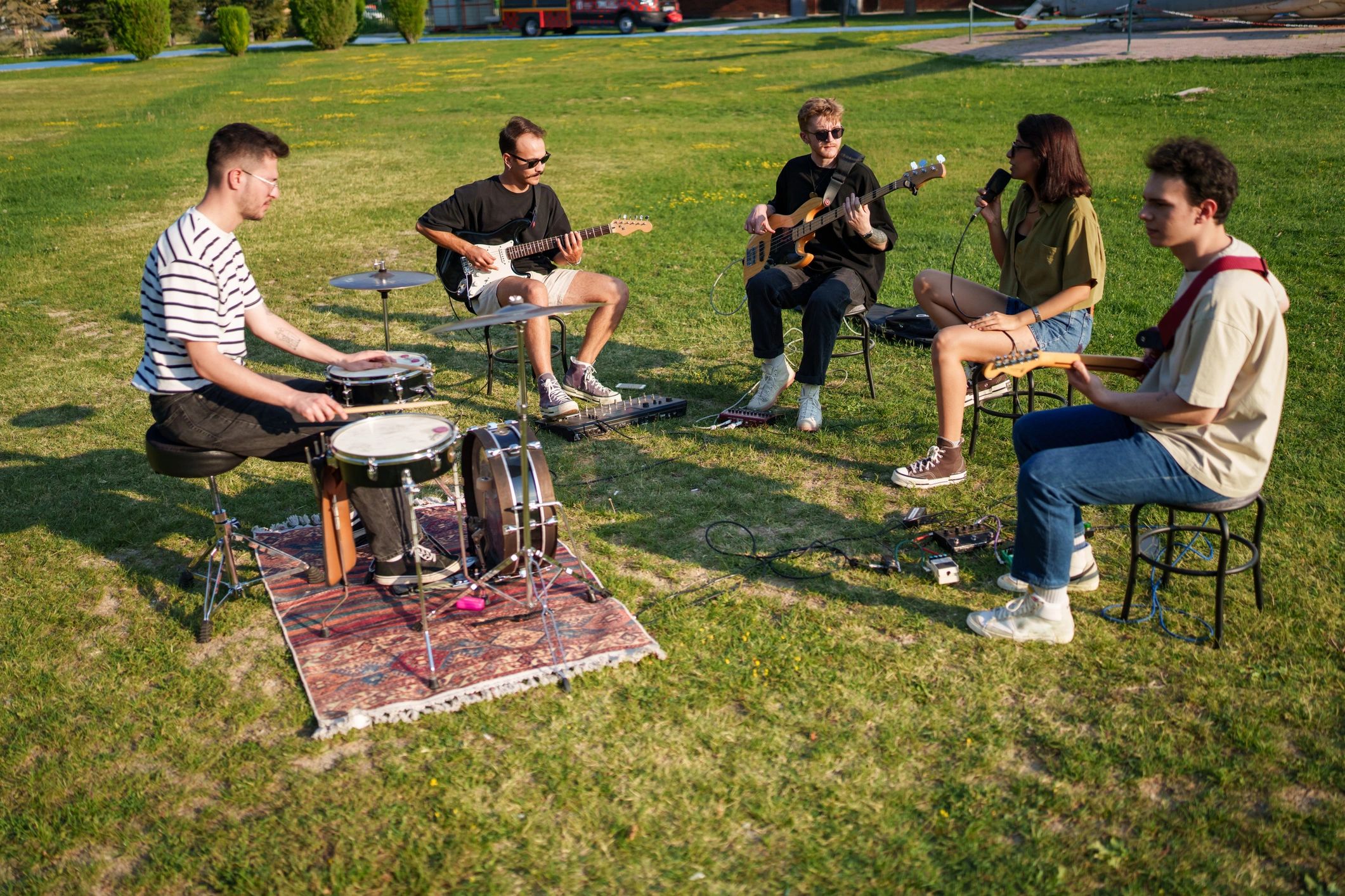 Outdoor acoustic band practice